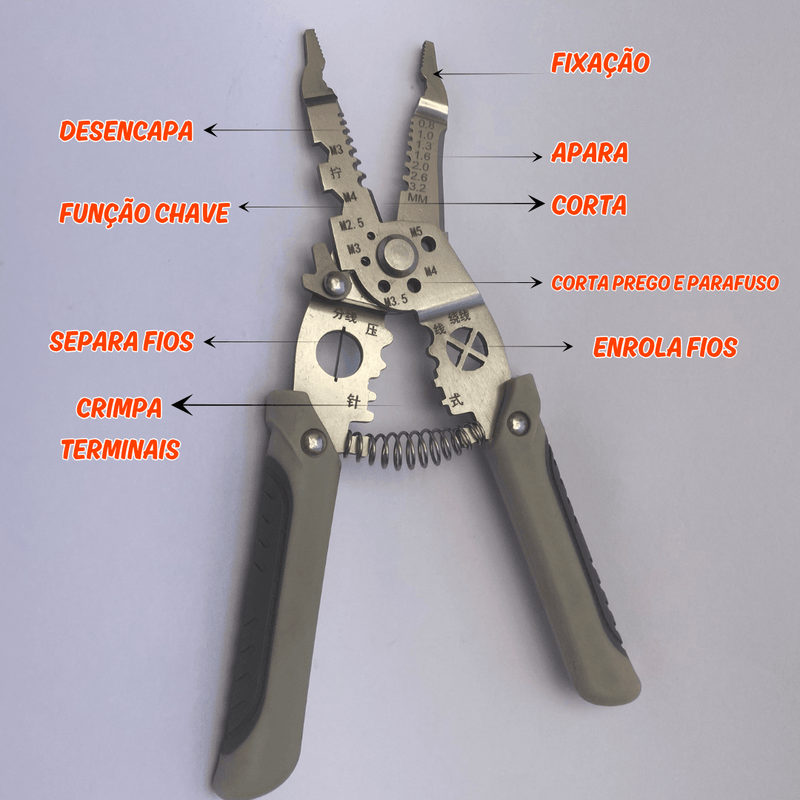 Alicate 9 em 1 Multifunção  Profissional - Aço Inox Resistente - Agranto