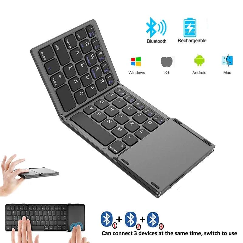 Teclado Bluetooth Dobrável Multi-Device com Touchpad